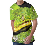 Emerald Tree Boa Snake Print Men's Velvet T-Shirt