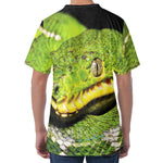 Emerald Tree Boa Snake Print Men's Velvet T-Shirt