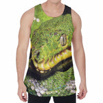 Emerald Tree Boa Snake Print Men's Velvet Tank Top