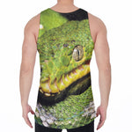 Emerald Tree Boa Snake Print Men's Velvet Tank Top