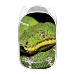 Emerald Tree Boa Snake Print Mesh Laundry Hamper