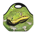 Emerald Tree Boa Snake Print Neoprene Lunch Bag
