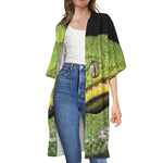 Emerald Tree Boa Snake Print Open Front Beach Cover Up