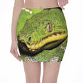 Emerald Tree Boa Snake Print Pencil Mini Skirt