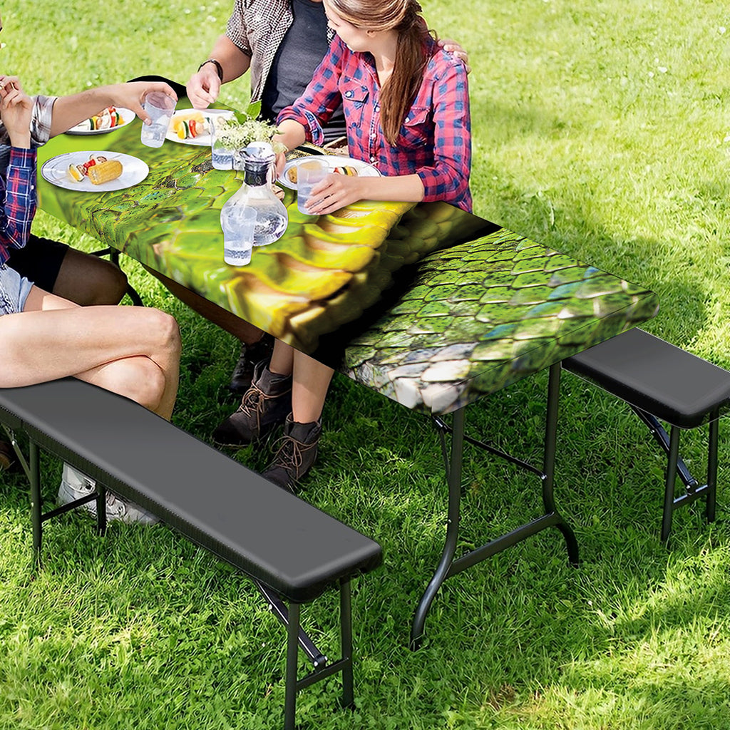 Emerald Tree Boa Snake Print Picnic Table Cover