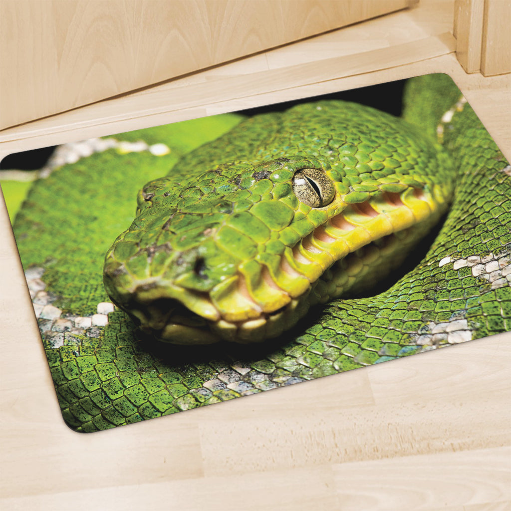 Emerald Tree Boa Snake Print Polyester Doormat