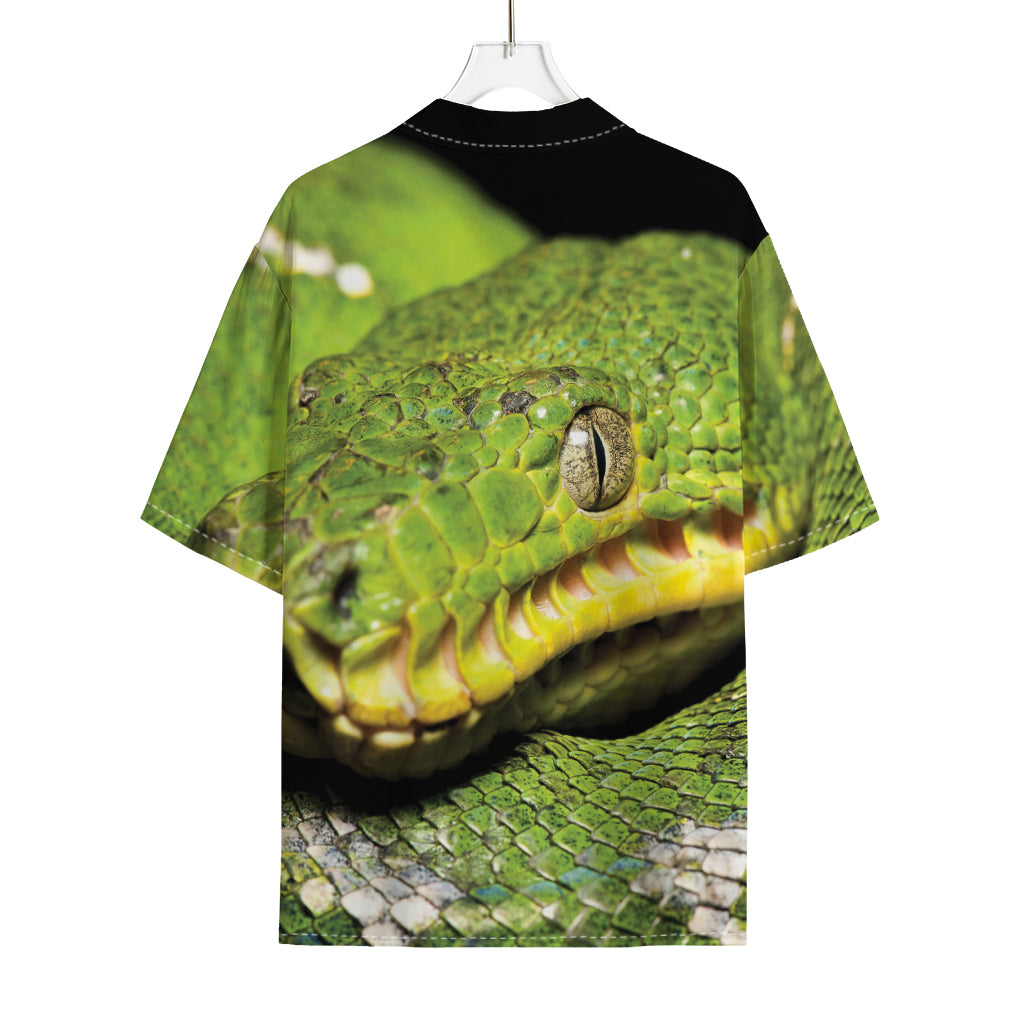 Emerald Tree Boa Snake Print Rayon Hawaiian Shirt