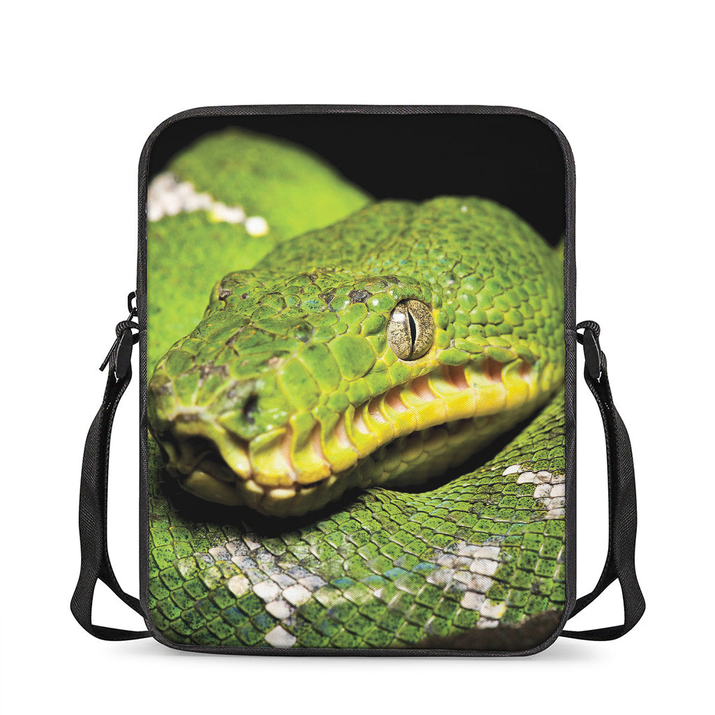 Emerald Tree Boa Snake Print Rectangular Crossbody Bag