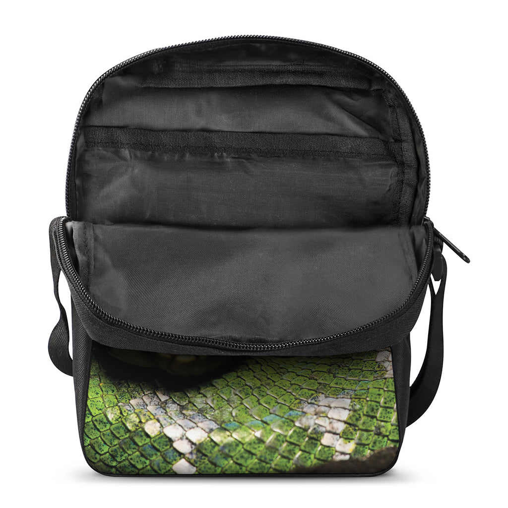 Emerald Tree Boa Snake Print Rectangular Crossbody Bag