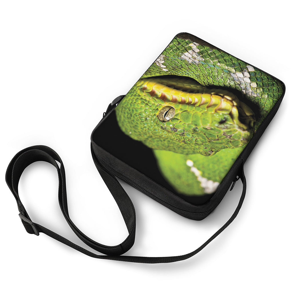 Emerald Tree Boa Snake Print Rectangular Crossbody Bag