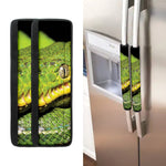 Emerald Tree Boa Snake Print Refrigerator Handle Covers