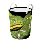 Emerald Tree Boa Snake Print Round Laundry Basket