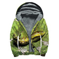 Emerald Tree Boa Snake Print Sherpa Lined Zip Up Hoodie