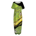Emerald Tree Boa Snake Print Short Sleeve Long Nightdress