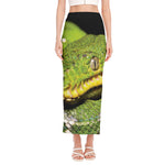 Emerald Tree Boa Snake Print Side Slit Maxi Skirt