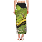 Emerald Tree Boa Snake Print Side Slit Maxi Skirt