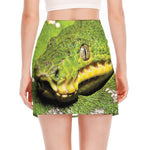 Emerald Tree Boa Snake Print Side Slit Mini Skirt