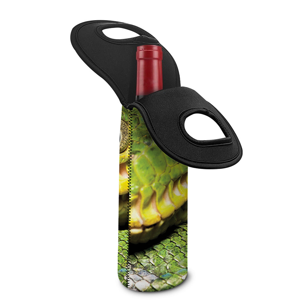 Emerald Tree Boa Snake Print Single Neoprene Wine Tote