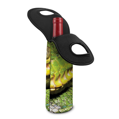Emerald Tree Boa Snake Print Single Neoprene Wine Tote