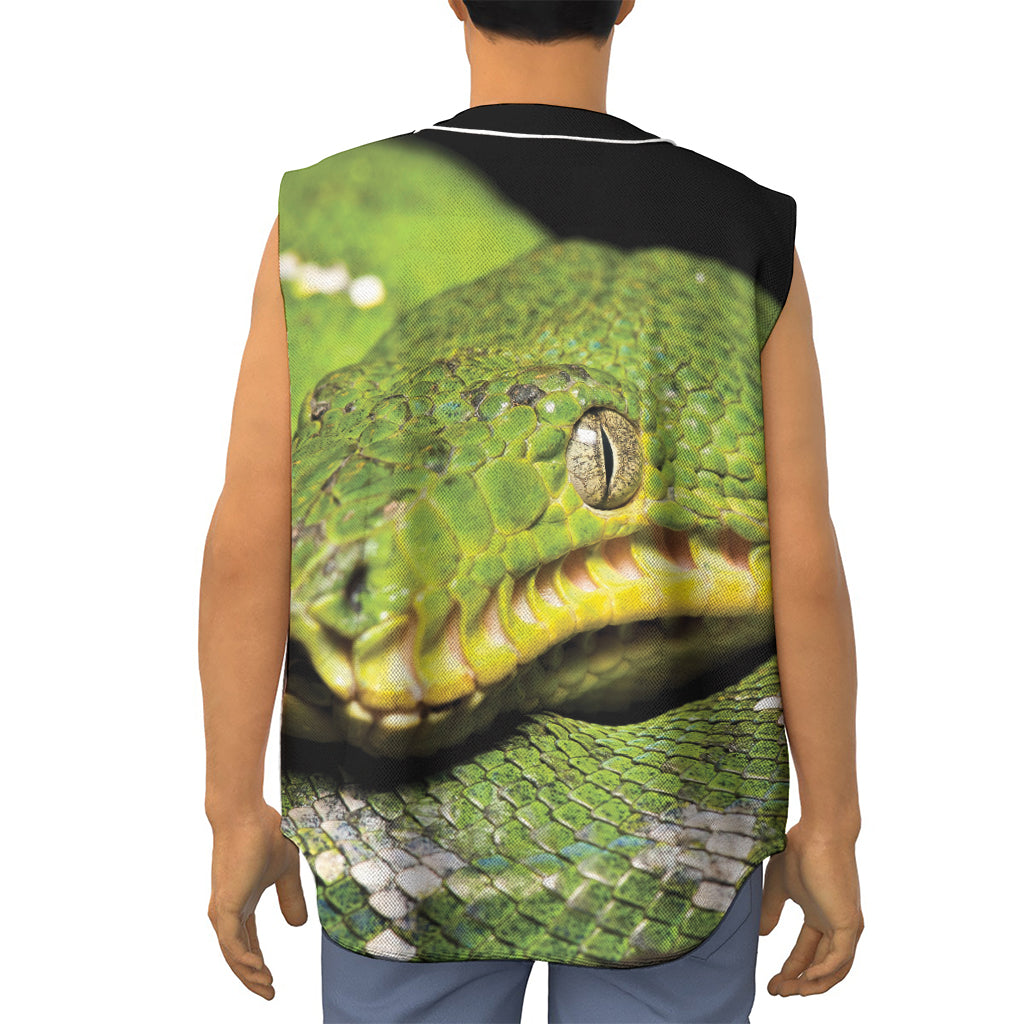 Emerald Tree Boa Snake Print Sleeveless Baseball Jersey