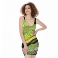 Emerald Tree Boa Snake Print Sleeveless Bodycon Dress