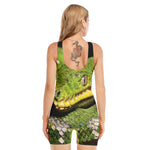 Emerald Tree Boa Snake Print Sleeveless One Piece Swimsuit