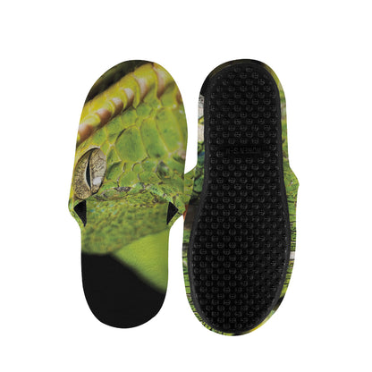 Emerald Tree Boa Snake Print Slippers