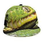 Emerald Tree Boa Snake Print Snapback Cap