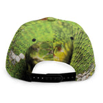 Emerald Tree Boa Snake Print Snapback Cap