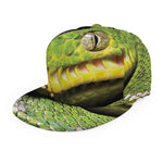 Emerald Tree Boa Snake Print Snapback Cap