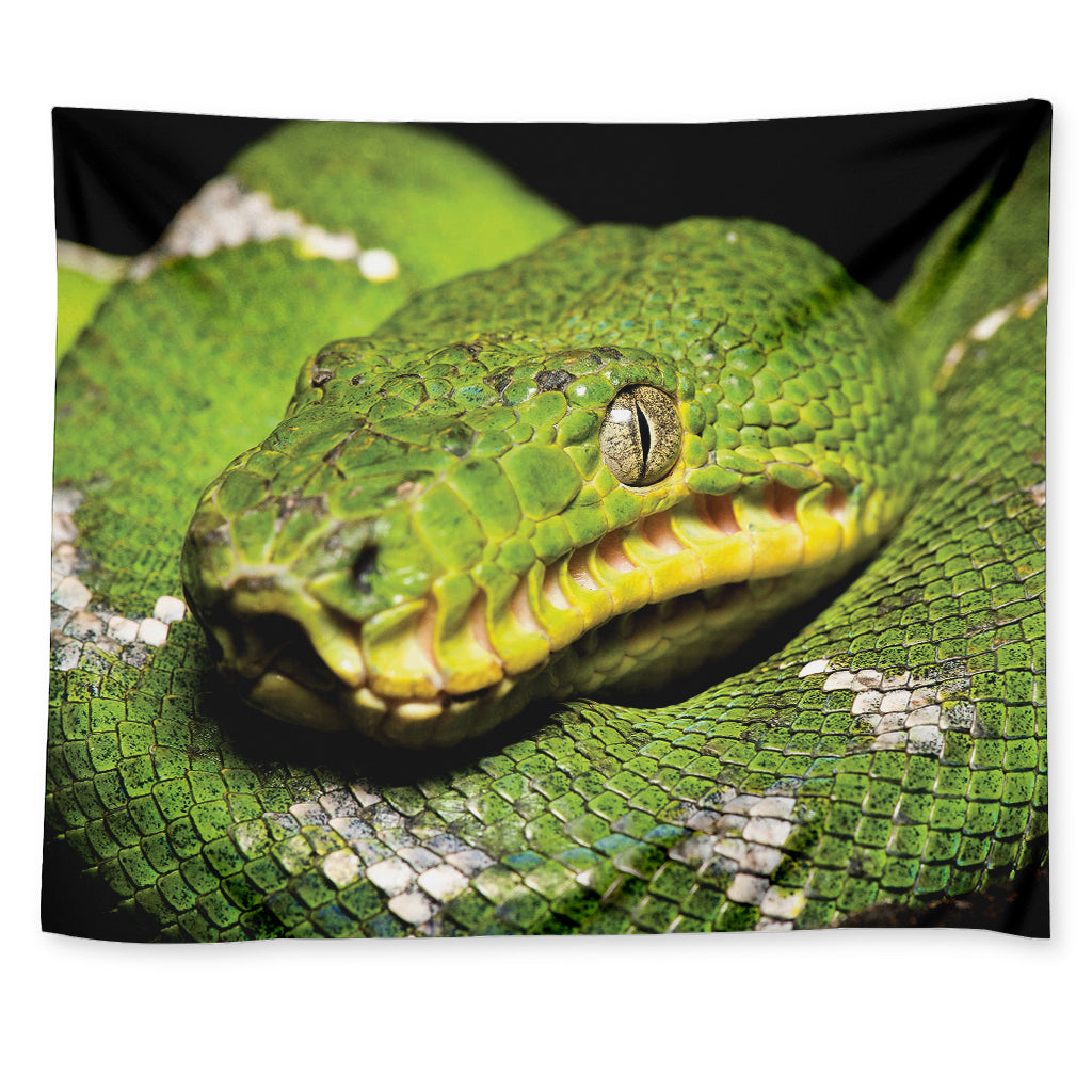 Emerald Tree Boa Snake Print Tapestry