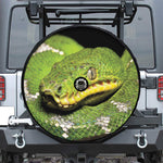 Emerald Tree Boa Snake Print Tire Cover With Camera Hole