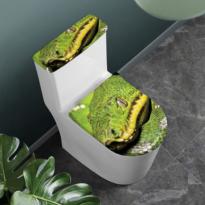 Emerald Tree Boa Snake Print Toilet Lid And Tank Cover Set
