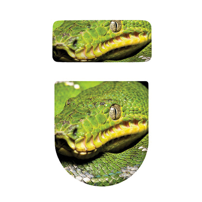 Emerald Tree Boa Snake Print Toilet Lid And Tank Cover Set