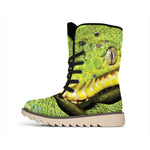 Emerald Tree Boa Snake Print Winter Boots