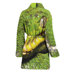 Emerald Tree Boa Snake Print Women's Bathrobe