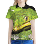 Emerald Tree Boa Snake Print Women's Polo Shirt