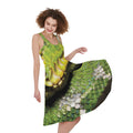 Emerald Tree Boa Snake Print Sleeveless Knee Length Dress