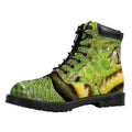 Emerald Tree Boa Snake Print Padded Collar Lace Up Boots