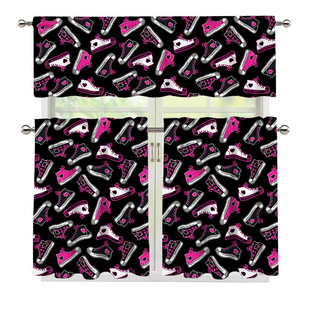Emo Shoes Pattern Print 3 Piece Kitchen Curtains