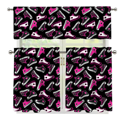 Emo Shoes Pattern Print 3 Piece Kitchen Curtains
