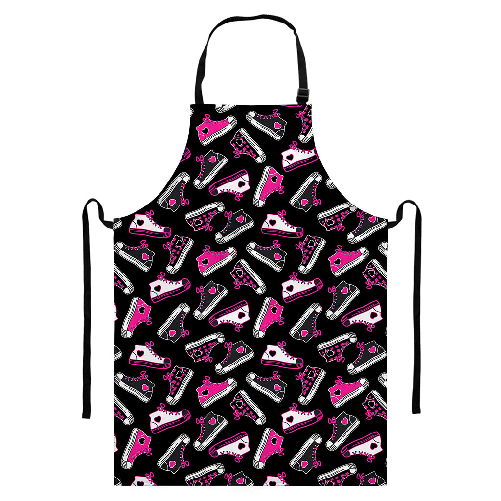 Emo Shoes Pattern Print Bib Apron With Pocket