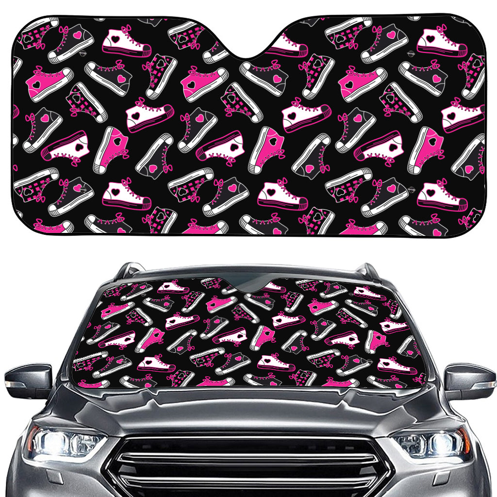 Emo Shoes Pattern Print Car Windshield Sun Shade
