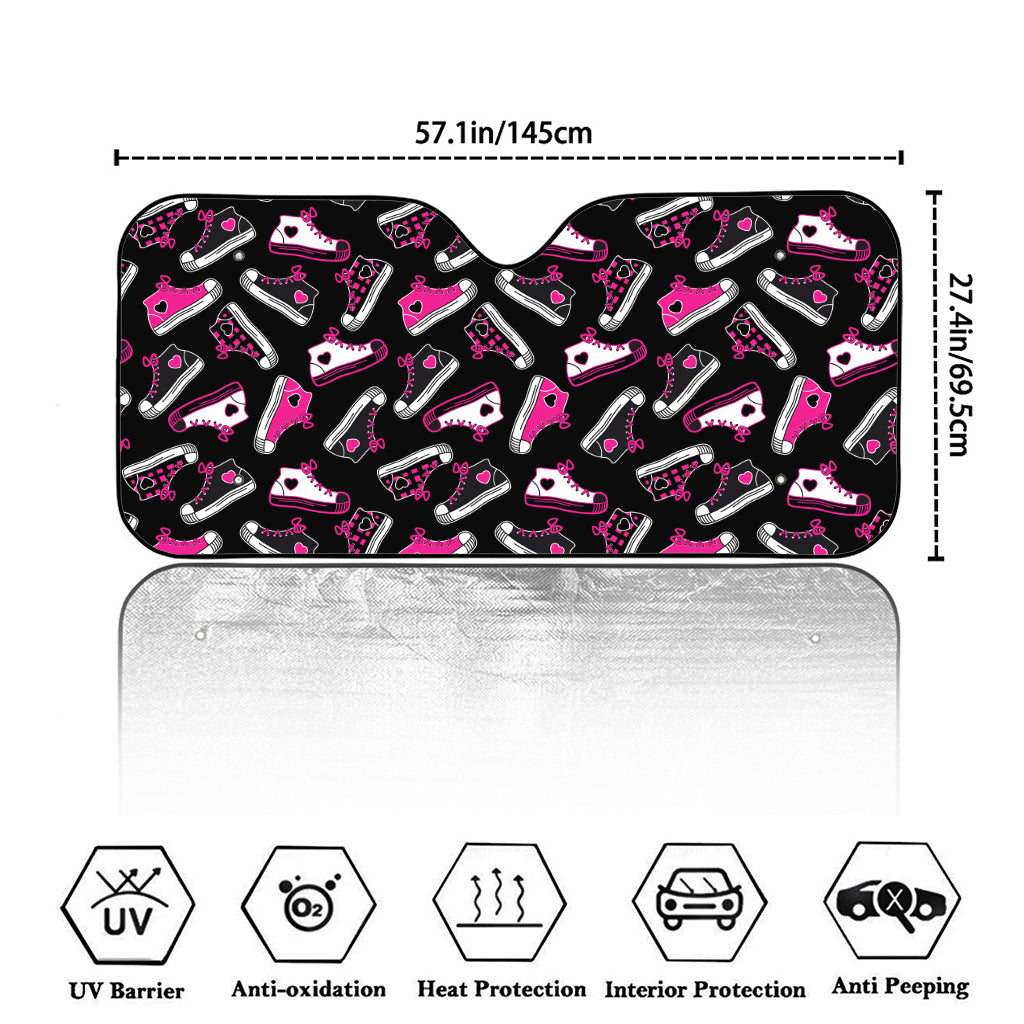 Emo Shoes Pattern Print Car Windshield Sun Shade