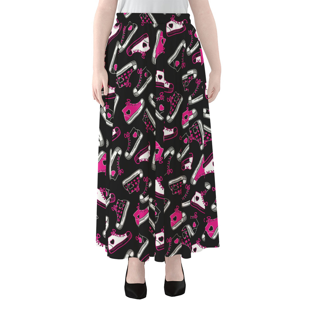 Emo Shoes Pattern Print Chiffon Maxi Skirt