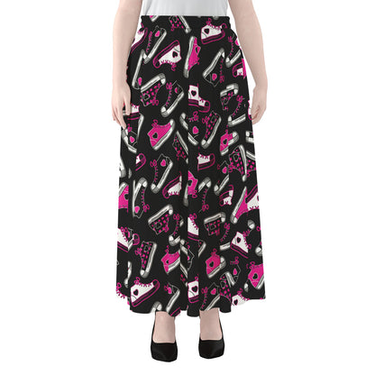 Emo Shoes Pattern Print Chiffon Maxi Skirt