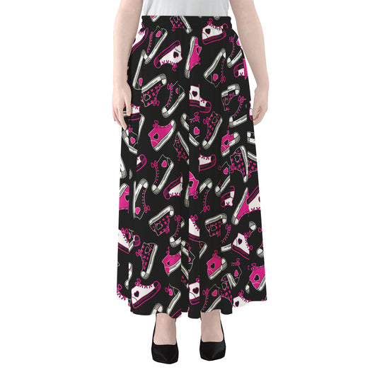 Emo Shoes Pattern Print Chiffon Maxi Skirt
