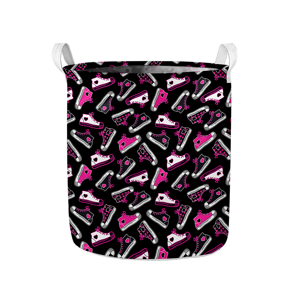 Emo Shoes Pattern Print Collapsible Laundry Basket