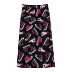 Emo Shoes Pattern Print Cotton Front Slit Maxi Skirt