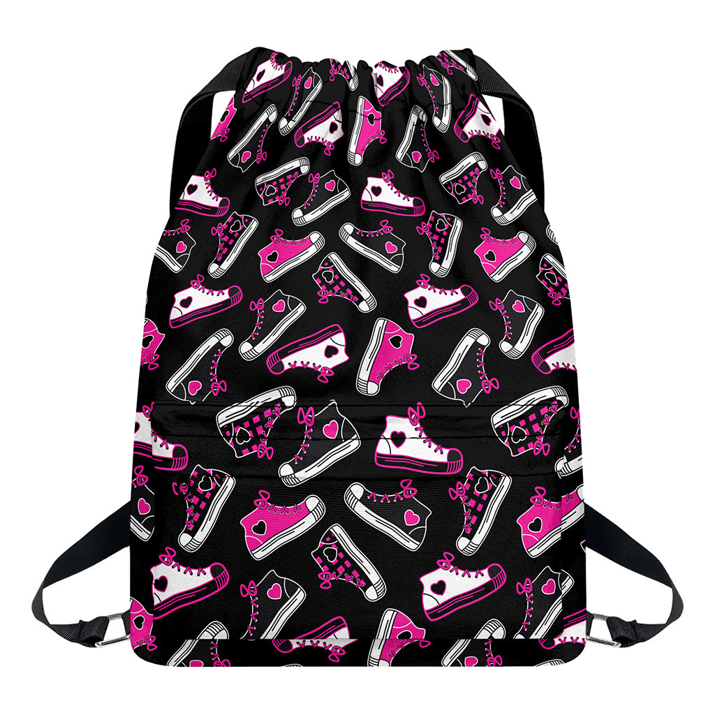 Emo Shoes Pattern Print Drawstring Backpack
